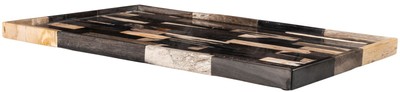4251549341802 - Luxus Tablett Mehrfarbig 40 x 25 x H 2 cm - Serviertablett aus versteinertem Holz