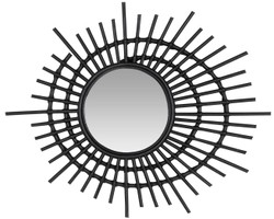 4251549341840 - Designer Rattan Spiegel Schwarz Ã 75 cm - Deko Accessoires