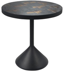 4251549342052 - Luxus Wohnzimmertisch Mehrfarbig   Schwarz Ã 50 x H 53 cm - Runder Couchtisch mit Schieferplatten & Keramik Fliesen