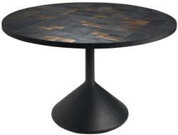 4251549342069 - Luxus Esstisch Mehrfarbig   Schwarz Ã 120 x H 76 cm - Runder KÃ¼chentisch mit Schieferplatten & Keramik Fliesen