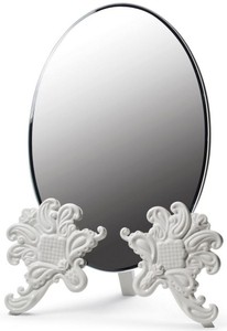 4251549342144 - Luxus Schminkspiegel 29 x H 41 cm - Verschiedene Farben - Hangefertigter Schminktisch Spiegel aus feinstem Spanischen Porzellan