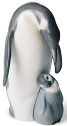 4251549342182 - Luxus Porzellanfigur Pinguin Mutter mit Kind Grau   WeiÃ   Schwarz 16 x H 22 cm - Luxus QualitÃ¤t