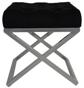 4251549342281 - Luxus Hocker   Kreuzhocker 45 x 45 x H 47 cm - Verschiedene Farben - Chesterfield Sitzhocker