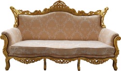 4251549342724 - Barock 3er Sofa Creme Muster   Gold - Wohnzimmer MÃ¶bel Couch Lounge