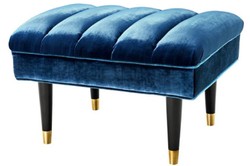4251549342731 - Luxus Sitzbank Blau   Schwarz   Gold 68 x 50 x H 45 cm - Hotel MÃ¶bel