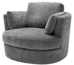 4251549342786 - Luxus Sessel   Drehsessel Grau 110 x 100 x H 70 cm - WohnzimmermÃ¶bel