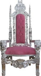 4251549342915 - Barock Thron Sessel Rosa Silber mit Bling Bling Glitzersteinen KÃ¶nigssessel- Hochzeitssessel - Riesensessel