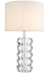 4251549343455 - Luxus Kristallglas Tischleuchte Silber   WeiÃ Ã 43 x H 75 cm - Hotel & Restaurant Tischlampe mit Lampenschirm