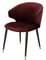 4251549343516 - Luxus Esszimmerstuhl mit Armlehnen Dunkles Bordeauxrot   Schwarz   Gold 57 x 66 x H 83 cm - EsszimmermÃ¶bel