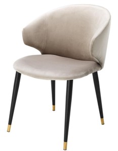 4251549343561 - Luxus Esszimmerstuhl mit Armlehnen Beige   Schwarz   Gold 57 x 66 x H 83 cm - EsszimmermÃ¶bel