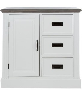 4251549343615 - Landhausstil Kommode mit TÃ¼r und 3 Schubladen WeiÃ   Grau 80 x 40 x H 85 cm - Landhausstil MÃ¶bel