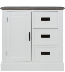 4251549343615 - Landhausstil Kommode mit TÃ¼r und 3 Schubladen WeiÃ   Grau 80 x 40 x H 85 cm - Landhausstil MÃ¶bel
