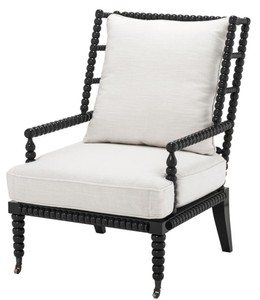 4251549343752 - Luxus Mahagoniholz Sessel Schwarz   WeiÃ 72 x 95 x H 1085 cm - Hotel MÃ¶bel