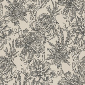 4251549344032 - Luxus Papiertapete Matt Beige Anthrazit - 1005 x 053 m - Tapete mit Blumen Design 4251549344032 - Luxus Papiertapete Matt Beige Anthrazit - 1005 x 053 m - Tapete mit Blumen Design