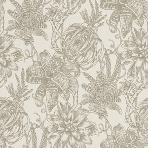 4251549344056 - Luxus Papiertapete Matt Creme   Silber - 1005 x 053 m - Tapete mit Blumen Design
