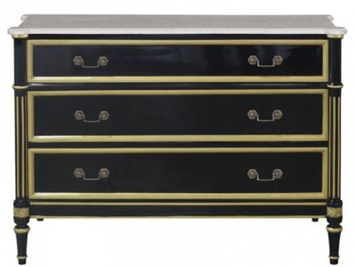 Casa Padrino Luxury Baroque Dresser With 3 Drawers And Marble Top