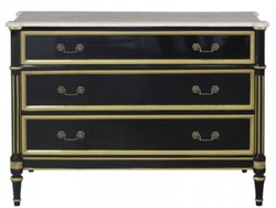 4251549344216 - Luxus Barock Kommode mit 3 Schubladen und Marmorplatte Schwarz   Gold   WeiÃ 1113 x 526 x H 813 cm - Luxus MÃ¶bel im Barockstil