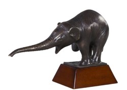 4251549344568 - Luxus Bronzefigur mit Holzsockel Elefant Bronze   Braun 42 x 17 x H 29 cm - Luxus Dekoration
