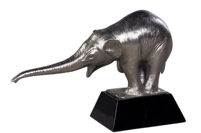 4251549344575 - Luxus Bronzefigur mit Holzsockel Elefant Silber   Schwarz 42 x 17 x H 29 cm - Luxus Dekoration