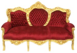 4251549344926 - Barock 3er Sofa King Bordeaux    Gold - MÃ¶bel