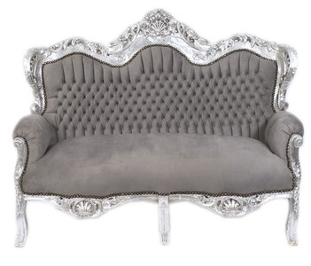 4251549344988 - Barock 2er Sofa Master Grau   Silber - MÃ¶bel