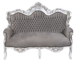 4251549344988 - Barock 2er Sofa Master Grau   Silber - MÃ¶bel