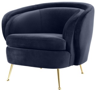 4251549345084 - Luxus Wohnzimmer Samtsessel Mitternachtsblau   Messingfarben 92 x 85 x H 79 cm - Luxus MÃ¶bel