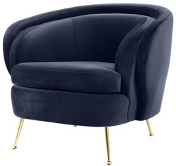 4251549345084 - Luxus Wohnzimmer Samtsessel Mitternachtsblau   Messingfarben 92 x 85 x H 79 cm - Luxus MÃ¶bel