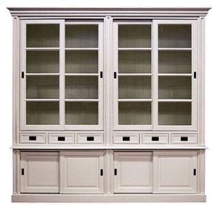 4251549345367 - Landhausstil Schrank mit 8 SchiebetÃ¼ren und 6 Schubladen WeiÃ 250 x 52 x H 240 cm - Landhausstil MÃ¶bel