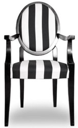 4251549345398 - Barock Esszimmerstuhl Medaillon Gestreift Schwarz   WeiÃ 55 x 60 x H 99 cm - KÃ¼chenstuhl mit Armlehnen