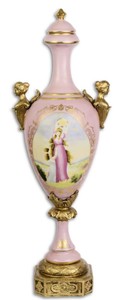 4251549345428 - Barock Vase mit Deckel Rosa   Gold 169 x 13 x H 50 cm - Barock & Jugendstil Deko Accessoires