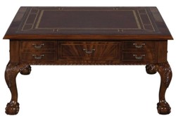 4251549345619 - Luxus Barock Wohnzimmertisch Dunkelbraun   Braun 100 x 100 x H 49 cm - Couchtisch mit 20 Schubladen