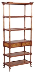 4251549345671 - Luxus Jugendstil BÃ¼cherschrank Braun   Dunkelbraun 81 x 40 x H 182 cm - Regalschrank mit Rollen und 2 Schubladen