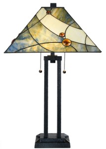 4251549345855 - Luxus Tiffany Tischleuchte Mehrfarbig   Schwarz 45 x 45 x H 75 cm - Luxus Tischlampe