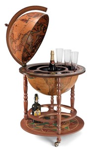 4251549345930 - Art Deco GetrÃ¤nke Servierwagen Globus Bar Braun   Mehrfarbig 605 x H 97 cm - Art Deco MÃ¶bel