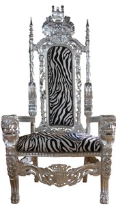 4251549346227 - Barock Thron Sessel Silber   Zebra KÃ¶nigssessel- Hochzeitssessel - Riesensessel