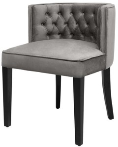 4251549346234 - Luxus Chesterfield Esszimmerstuhl Grau   Schwarz 60 x 58 x H 77 cm - EsszimmermÃ¶bel