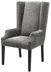 4251549346258 - Luxus Esszimmerstuhl Grau   Schwarz 63 x 76 x H 115 cm - Hochlehner Esszimmerstuhl mit Armlehnen