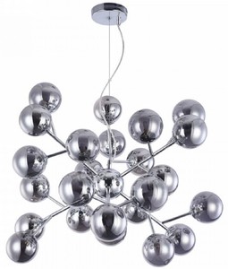4251549346296 - Wohnzimmer HÃ¤ngeleuchte Silber Ã 65 x H 40 cm - HÃ¤ngelampe mit kugelfÃ¶rmigen Lampenschirmen