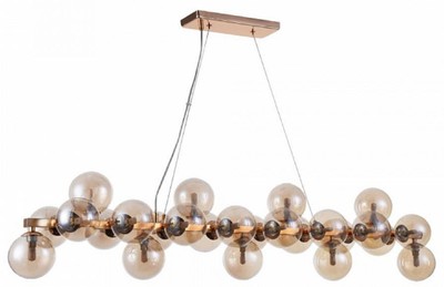 4251549346326 - Designer HÃ¤ngeleuchte Gold 1235 x 238 x H 228 cm - Moderne Wohnzimmerlampe mit bernsteinfarbenem Glas