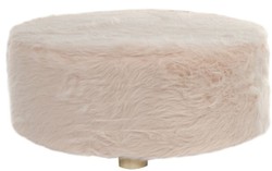 4251549346395 - Designer Fellhocker Rosa Ã 50 x H 21 cm - Runder Hocker mit Kunstfell