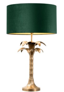 4251549346470 - Luxus Tischleuchte Vintage Messingfarben   GrÃ¼n Ã 45 x H 76 cm - Wohnzimmerlampe im Palmen Design