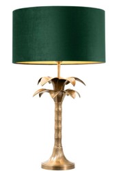 4251549346470 - Luxus Tischleuchte Vintage Messingfarben   GrÃ¼n Ã 45 x H 76 cm - Wohnzimmerlampe im Palmen Design