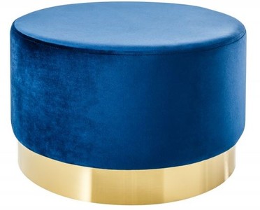 4251549346739 - Designer Rundhocker Blau   Gold B 55 x H 35 cm - Wohnzimmer MÃ¶bel