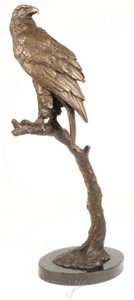 4251549346968 - Luxus Seeadler Bronzefigur Grau   Gold   Schwarz 426 x 214 x H 818 cm - Dekofigur mit Marmorsockel