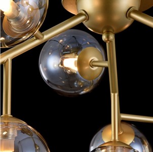 Casa Padrino Wohnzimmer Deckenleuchte Gold / Bernsteinfarben Ø 60 x H