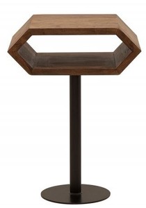 4251549347231 - Designer Beistelltisch Natur   Schwarz Sheesham 45cm x 35cm x H65cm Massivholz