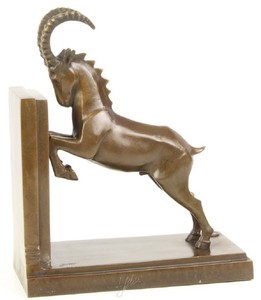 4251549347293 - Luxus Bronze Springbock BuchstÃ¼tze 204 x 10 x H 256 cm - Deko Bronzefigur