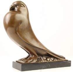 4251549347347 - Luxus Bronzefigur Taube mit Marmorsockel Bronze   Schwarz 313 x 95 x H 292 cm - Dekofigur