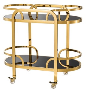 4251549347699 - Luxus Servierwagen Gold   Schwarz 85 x 465 x H 805 cm - Hotel Restaurant Gastronomie Trolley